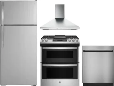4 Piece Package Includes Refrigerator, Range, Hood And Dishwasher