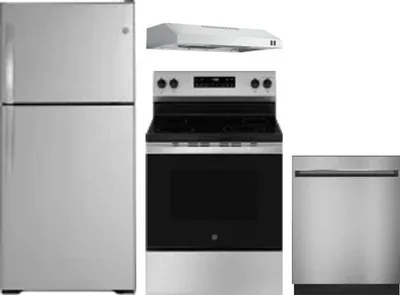 4 Piece Package Includes Refrigerator, Range, Hood And Dishwasher