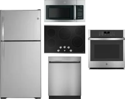 5 Piece Package Includes Refrigerator, Cooktop, Wall Oven, Microwave And Dishwasher