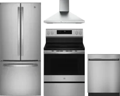4 Piece Package Includes Refrigerator, Range, Hood And Dishwasher
