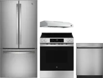 4 Piece Package Includes Refrigerator, Range, Hood And Dishwasher