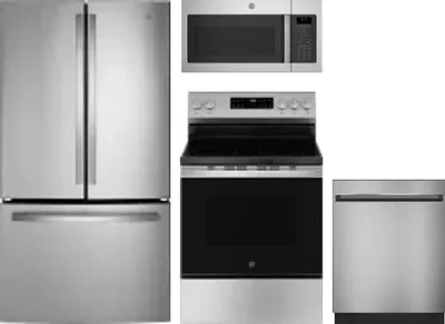 4 Piece Package Includes Refrigerator, Range, Microwave And Dishwasher