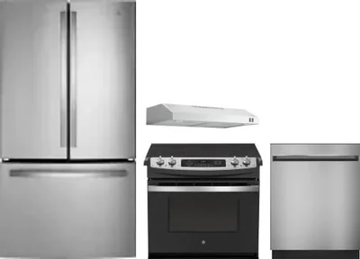 4 Piece Package Includes Refrigerator, Range, Hood And Dishwasher