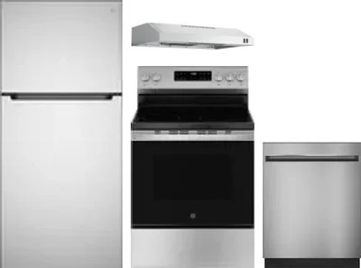 4 Piece Package Includes Refrigerator, Range, Hood And Dishwasher