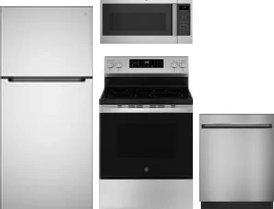 4 Piece Package Includes Refrigerator, Range, Microwave And Dishwasher