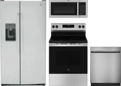 4 Piece Package Includes Refrigerator, Range, Microwave And Dishwasher