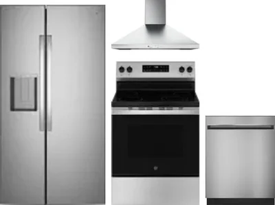 4 Piece Package Includes Refrigerator, Range, Hood And Dishwasher