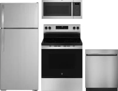 4 Piece Package Includes Refrigerator, Range, Microwave And Dishwasher