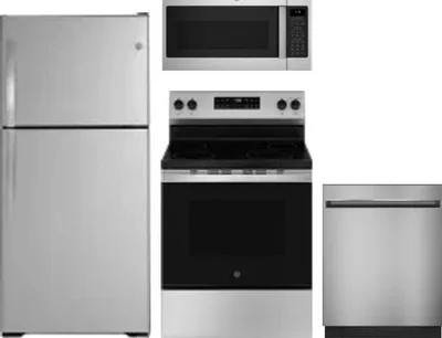 4 Piece Package Includes Refrigerator, Range, Microwave And Dishwasher