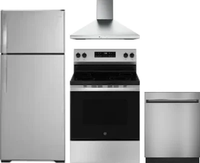 4 Piece Package Includes Refrigerator, Range, Hood And Dishwasher