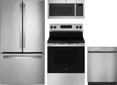 4 Piece Package Includes Refrigerator, Range, Microwave And Dishwasher