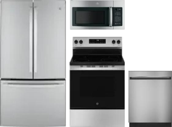 4 Piece Package Includes Refrigerator, Range, Microwave And Dishwasher