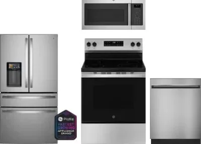 4 Piece Package Includes Refrigerator, Range, Microwave And Dishwasher