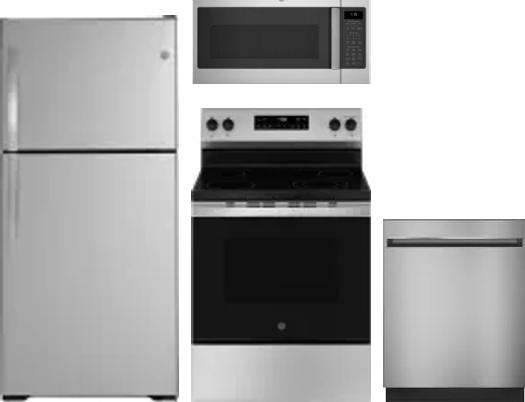 4 Piece Package Includes Refrigerator, Range, Microwave And Dishwasher