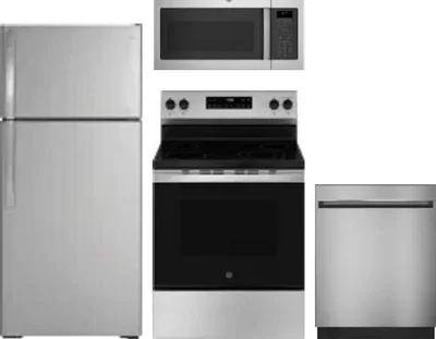 4 Piece Package Includes Refrigerator, Range, Microwave And Dishwasher