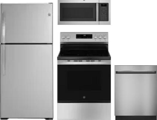 4 Piece Package Includes Refrigerator, Range, Microwave And Dishwasher