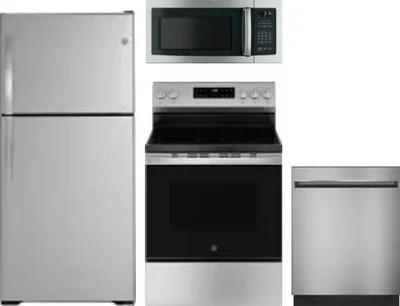 4 Piece Package Includes Refrigerator, Range, Microwave And Dishwasher