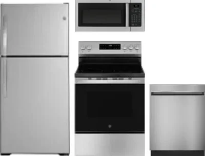 4 Piece Package Includes Refrigerator, Range, Microwave And Dishwasher