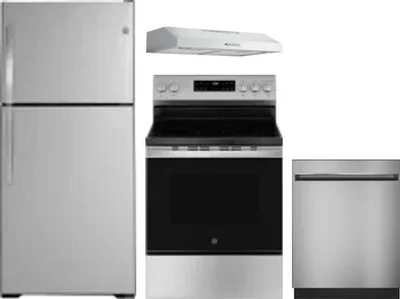 4 Piece Package Includes Refrigerator, Range, Hood And Dishwasher