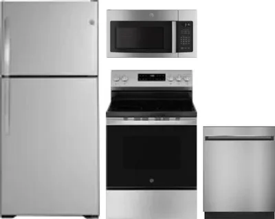 4 Piece Package Includes Refrigerator, Range, Microwave And Dishwasher