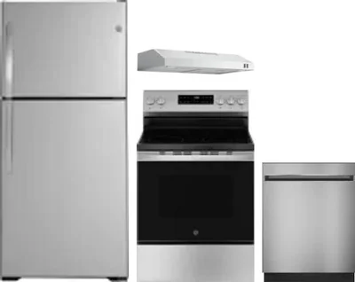 4 Piece Package Includes Refrigerator, Range, Hood And Dishwasher