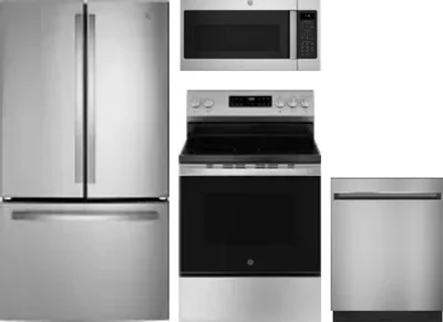 4 Piece Package Includes Refrigerator, Range, Microwave And Dishwasher