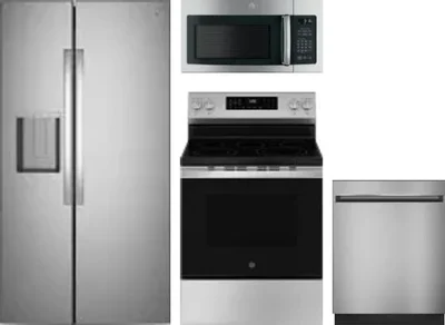 4 Piece Package Includes Refrigerator, Range, Microwave And Dishwasher