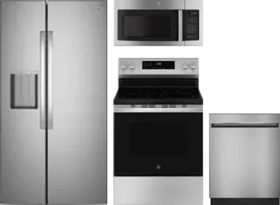 4 Piece Package Includes Refrigerator, Range, Microwave And Dishwasher