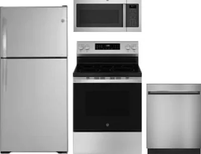 4 Piece Package Includes Refrigerator, Range, Microwave And Dishwasher