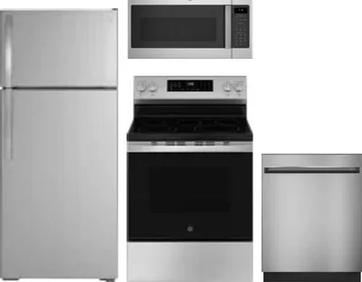 4 Piece Package Includes Refrigerator, Range, Microwave And Dishwasher