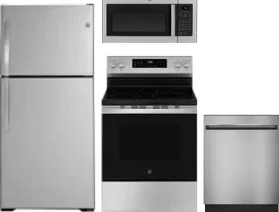4 Piece Package Includes Refrigerator, Range, Microwave And Dishwasher