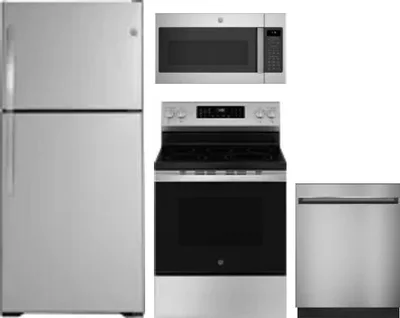 4 Piece Package Includes Refrigerator, Range, Microwave And Dishwasher
