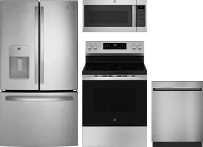 4 Piece Package Includes Refrigerator, Range, Microwave And Dishwasher