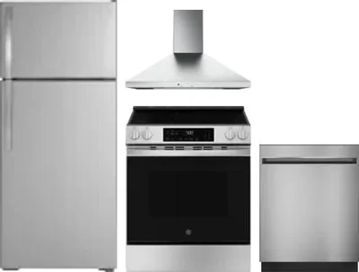 4 Piece Package Includes Refrigerator, Range, Hood And Dishwasher