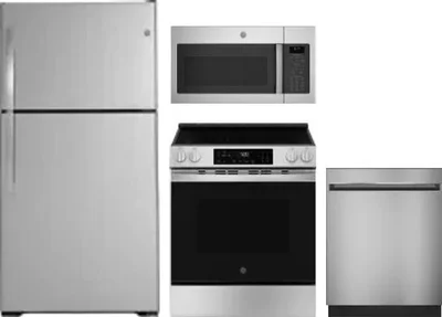 4 Piece Package Includes Refrigerator, Range, Microwave And Dishwasher