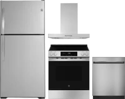 4 Piece Package Includes Refrigerator, Range, Hood And Dishwasher