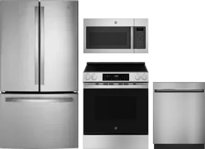 4 Piece Package Includes Refrigerator, Range, Microwave And Dishwasher
