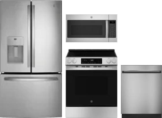 4 Piece Package Includes Refrigerator, Range, Microwave And Dishwasher