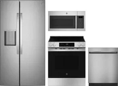 4 Piece Package Includes Refrigerator, Range, Microwave And Dishwasher