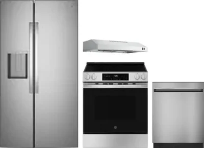 4 Piece Package Includes Refrigerator, Range, Hood And Dishwasher