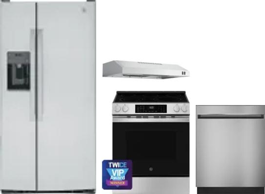 4 Piece Package Includes Refrigerator, Range, Hood And Dishwasher