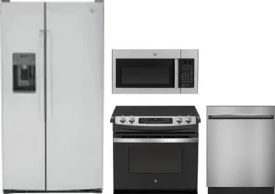 4 Piece Package Includes Refrigerator, Range, Microwave And Dishwasher