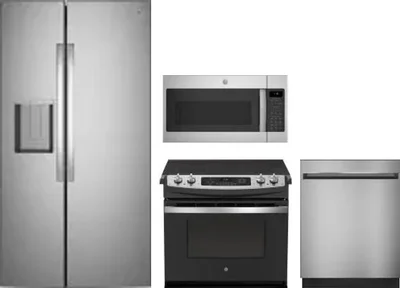4 Piece Package Includes Refrigerator, Range, Microwave And Dishwasher