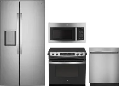 4 Piece Package Includes Refrigerator, Range, Microwave And Dishwasher