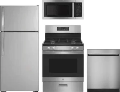 4 Piece Package Includes Refrigerator, Range, Microwave And Dishwasher