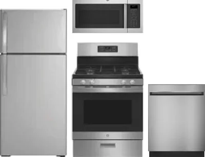 4 Piece Package Includes Refrigerator, Range, Microwave And Dishwasher