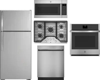 5 Piece Package Includes Refrigerator, Cooktop, Wall Oven, Microwave And Dishwasher