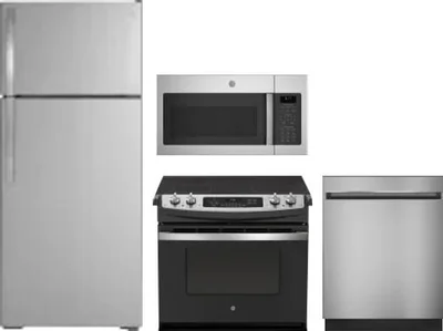 4 Piece Package Includes Refrigerator, Range, Microwave And Dishwasher