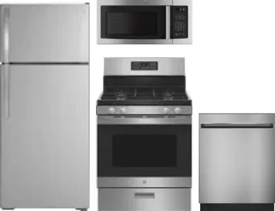 4 Piece Package Includes Refrigerator, Range, Microwave And Dishwasher
