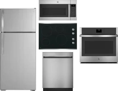 5 Piece Package Includes Refrigerator, Cooktop, Wall Oven, Microwave And Dishwasher